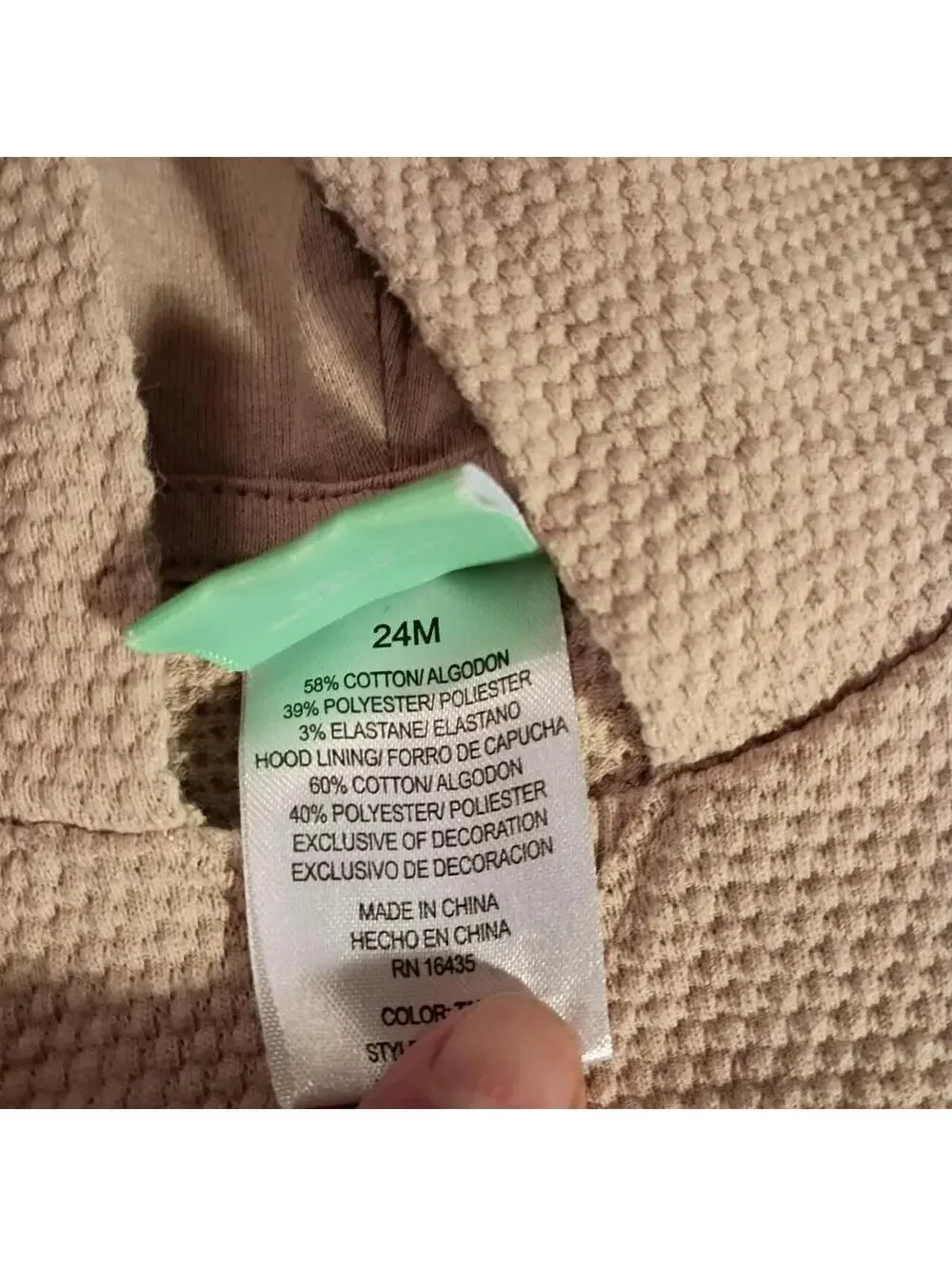 Disney Baby Tan Textured Hooded Pullover with Mickey Mouse Design 24M